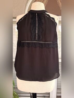 BCX Black Lace Halter Top
